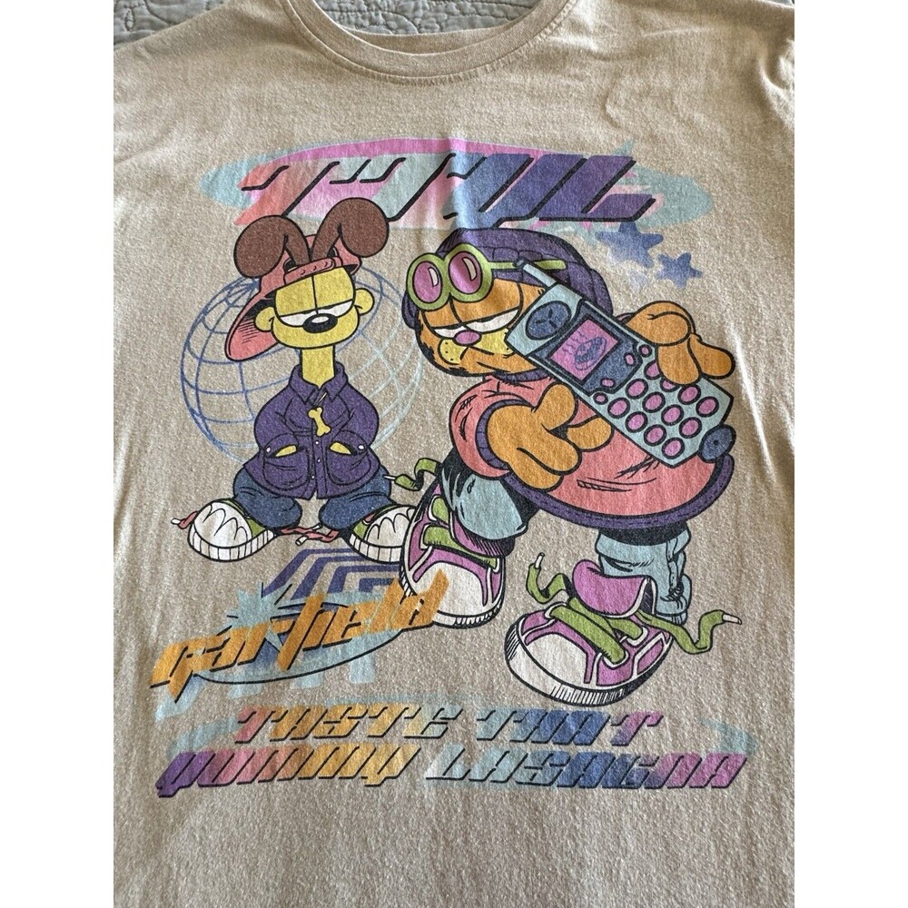 Y2K Garfield & Odie Shirt Vintage 2000s 90s graphic tee Nickelodeon Retro Sz L - Picture 2 of 7